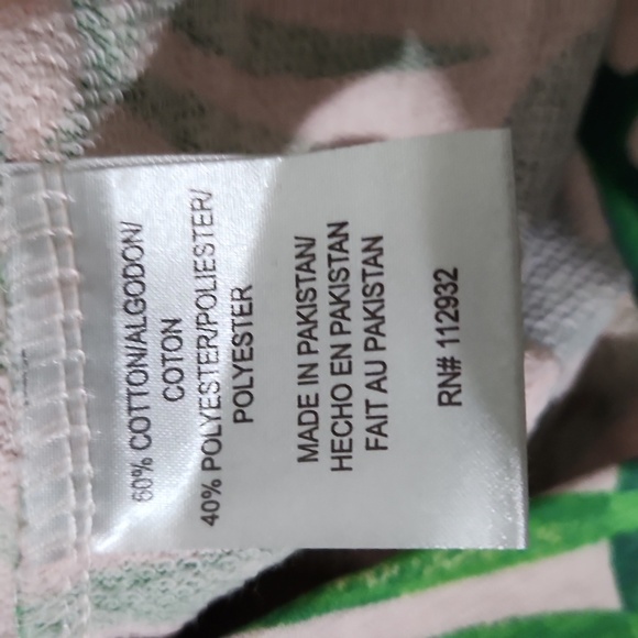 Southern Spirit Tropical Leaf Print Hoodie size XL Pink Green - Picture 7 of 7